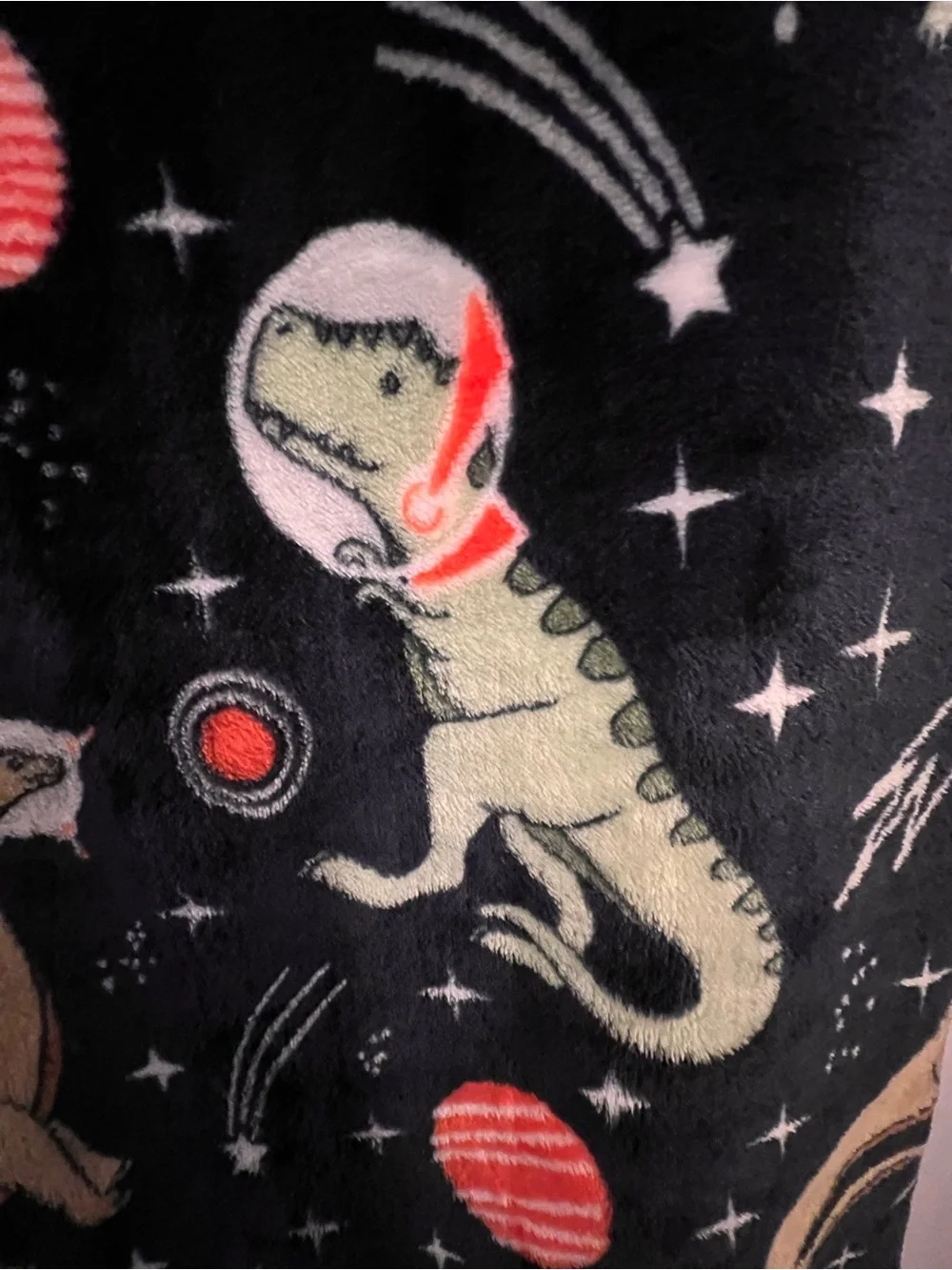 Dinosaurs in Space Velvet Plush NWT 50” by 60” throw